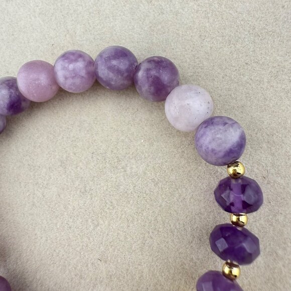 Carroll Dorsey Walker Purple Gemstone Bracelet With Gold-Tone Accent & Tassel Ch - Picture 4 of 6